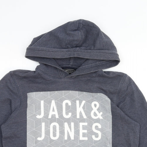 JACK & JONES Mens Blue Cotton Pullover Hoodie Size S