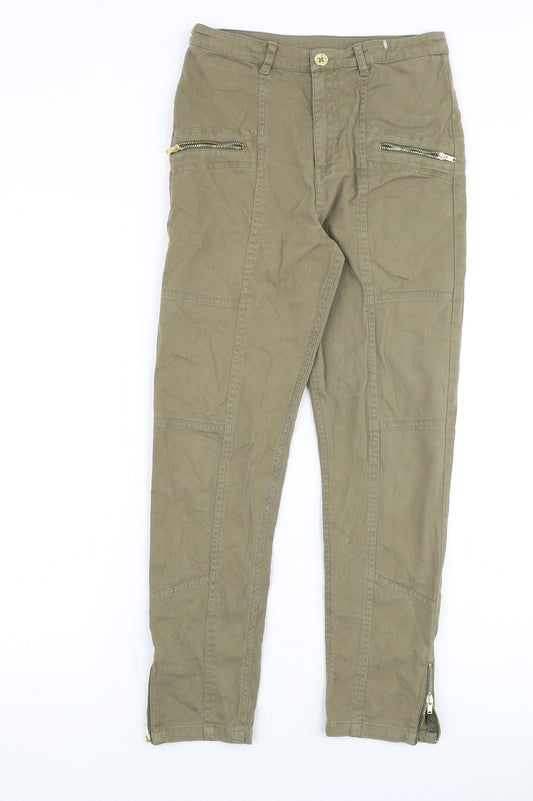 River Island Girls Green Cotton Straight Jeans Size 12 Years Slim Zip