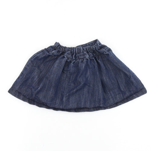 NEXT Girls Blue Cotton Skater Skirt Size 3-4 Years Regular Button