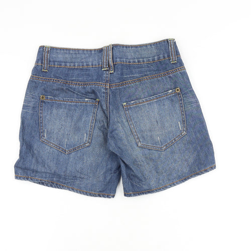Denim & Co. Womens Blue Cotton Basic Shorts Size 8 Regular Button
