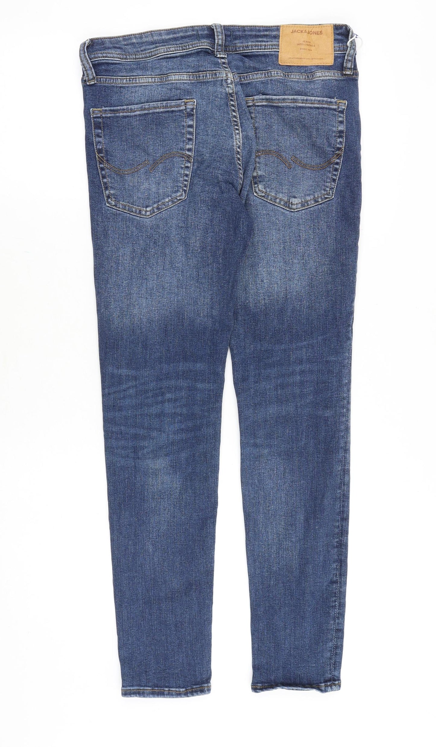 JACK & JONES Mens Blue Cotton Skinny Jeans Size 30 in Slim Zip