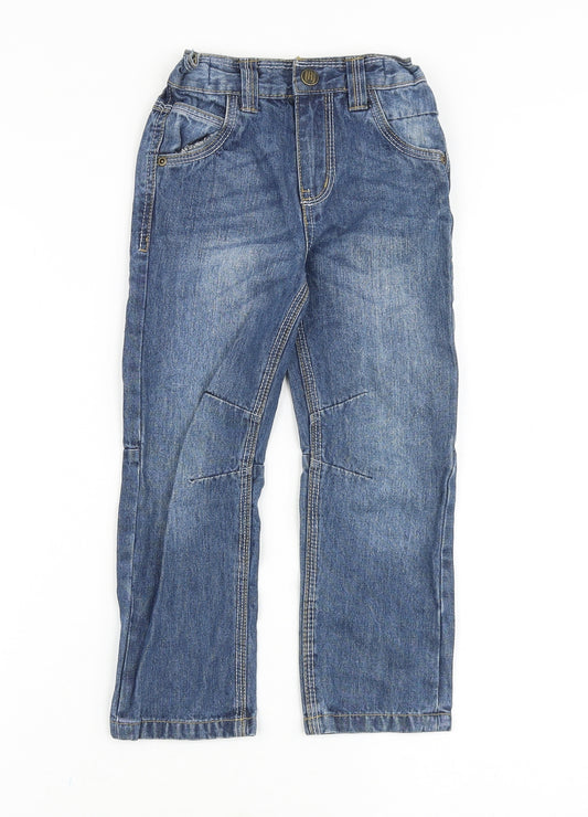 URBAN RASCALS Boys Blue Cotton Straight Jeans Size 4 Years Regular Zip
