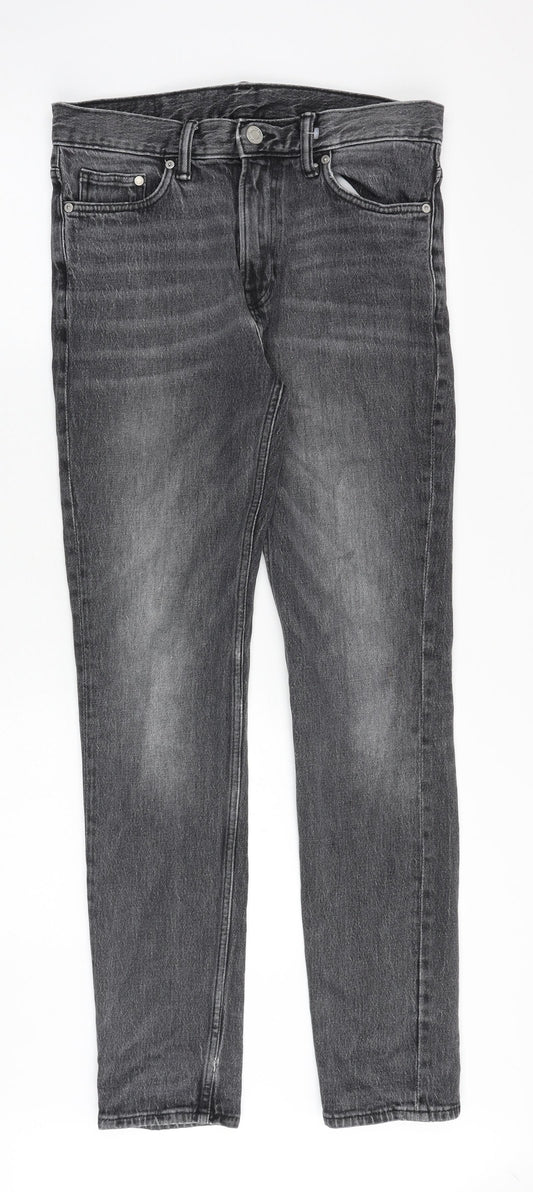 H&M Mens Grey Cotton Skinny Jeans Size 29 in Regular Zip