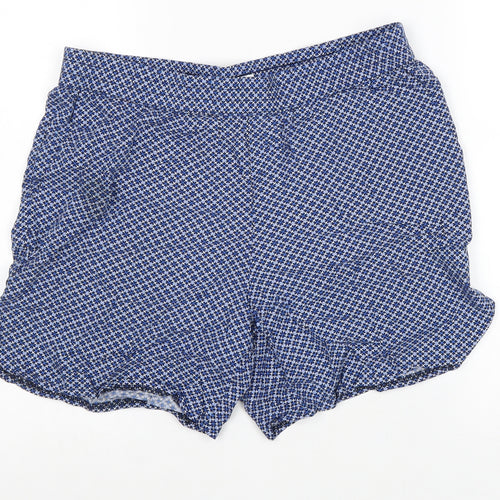 Dalia Womens Blue Geometric Viscose Basic Shorts Size L L3 in Regular Pull On