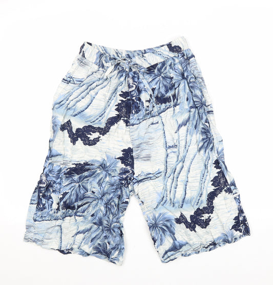Ultra Bay Mens Blue Geometric Viscose Bermuda Shorts Size L L12 in Regular Drawstring - Beach Print