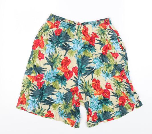Teddi Womens Multicoloured Floral Viscose Basic Shorts Size L L6 in Regular Pull On