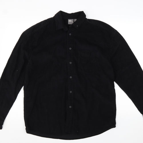 ASOS Mens Black Cotton Button-Up Size S Collared Button