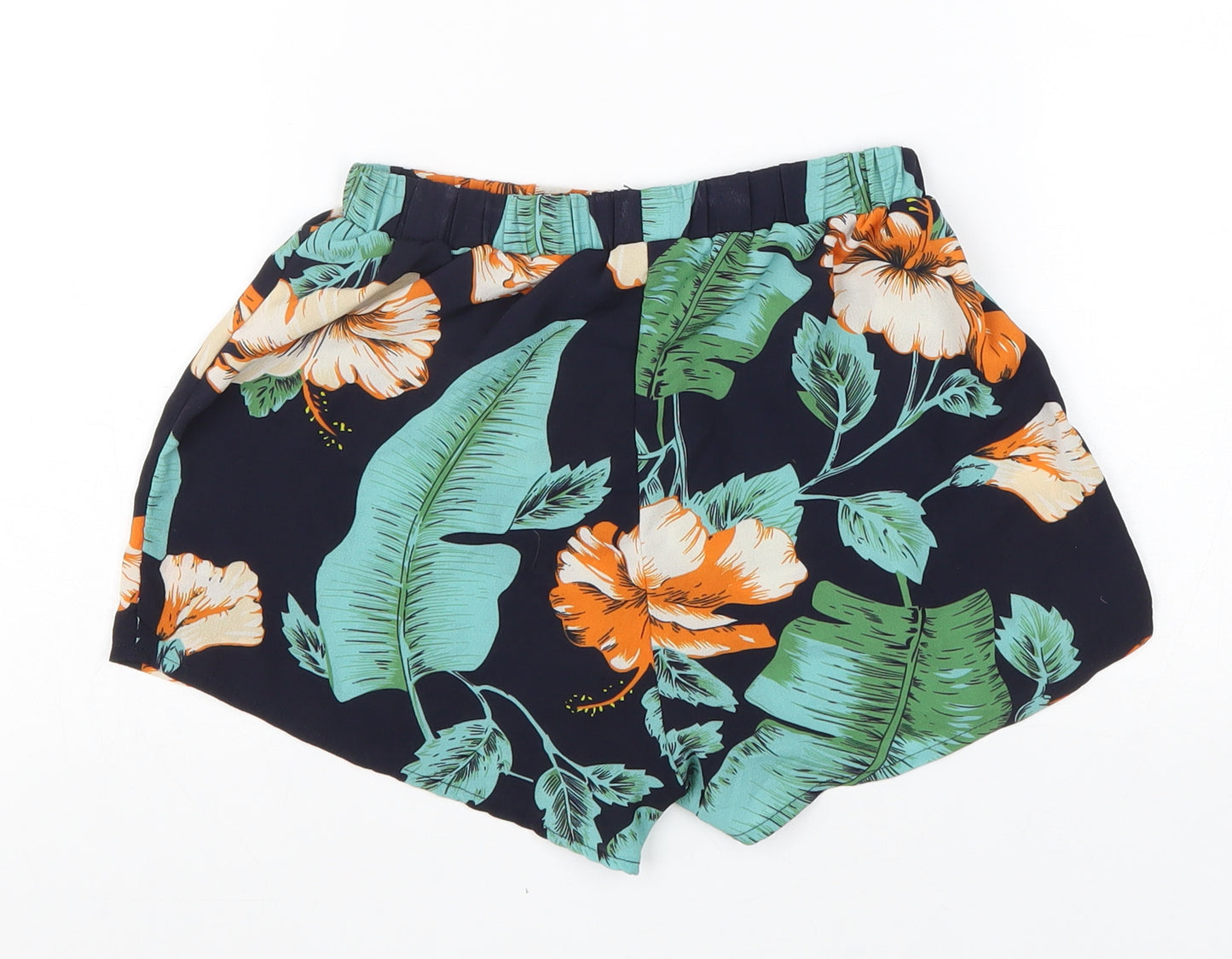 SheIn Girls Blue Geometric Polyester Culotte Shorts Size 10 Years Regular - Tropical Print