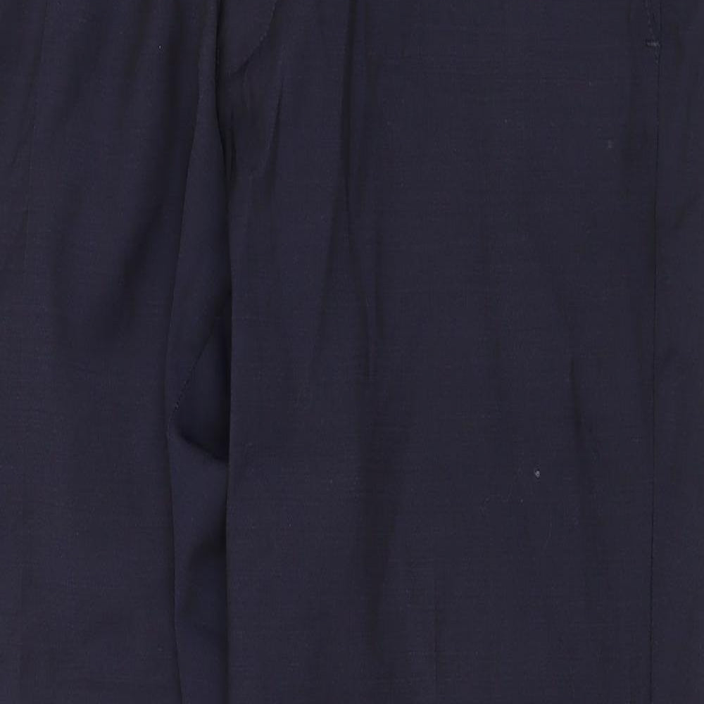 Marks and Spencer Mens Blue Wool Dress Pants Trousers Size 34 in Regular Zip
