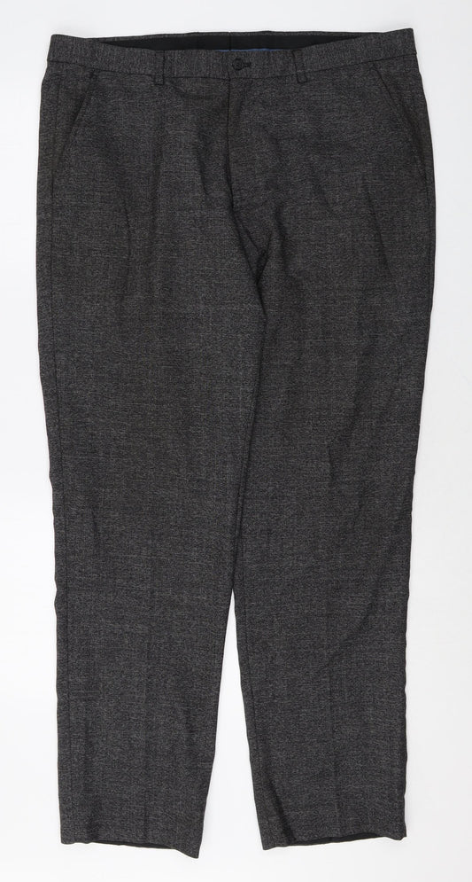 Taylor & Wright Mens Grey Polyester Trousers Size 38 in Regular Zip