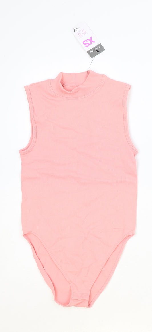 Primark Womens Pink Polyester Bodysuit One-Piece Size XS Snap