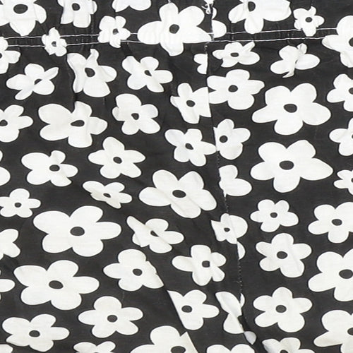 PEP&CO Womens Black Floral 100% Cotton Skimmer Shorts Size S Regular Drawstring