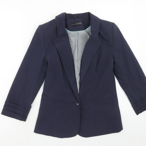 Atmosphere Womens Blue Polyester Jacket Suit Jacket Size 8