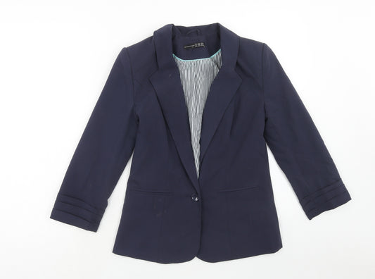 Atmosphere Womens Blue Polyester Jacket Suit Jacket Size 8