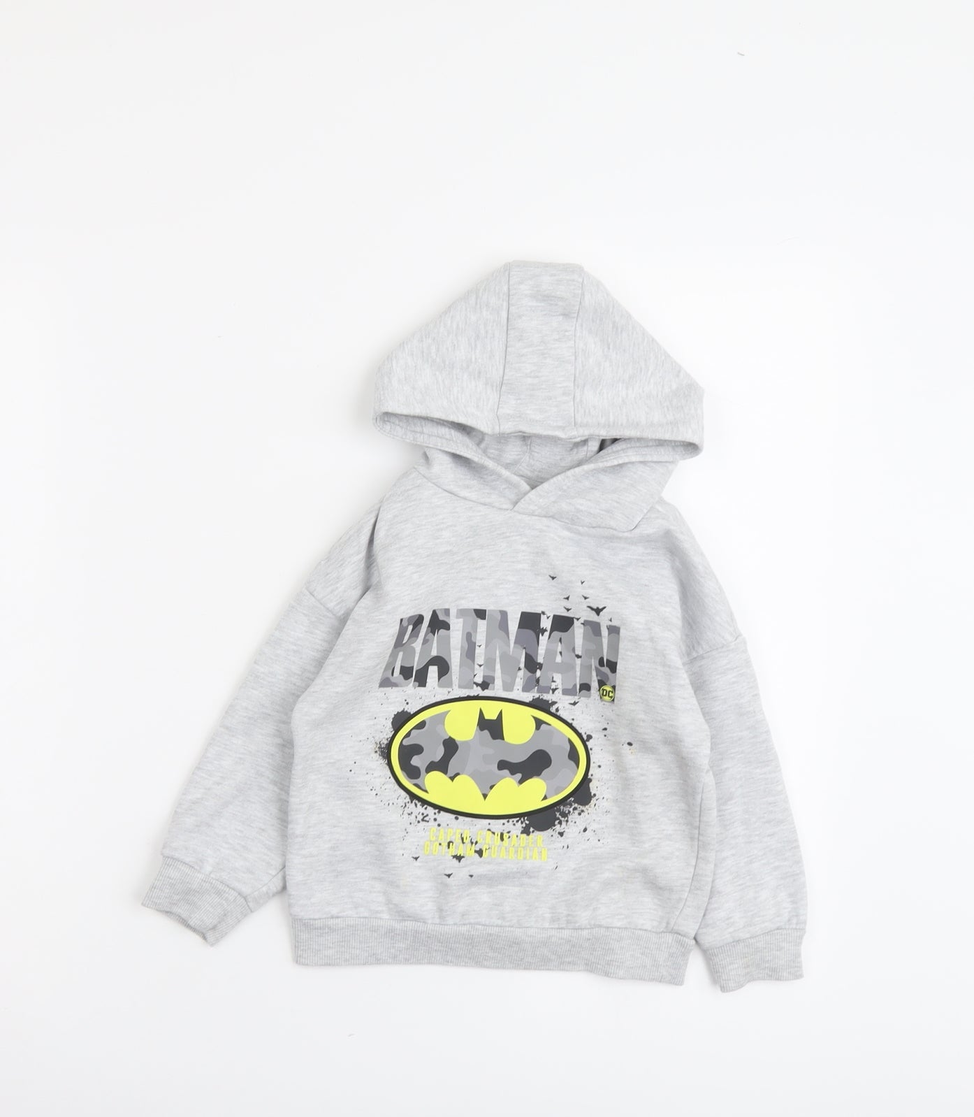 Batman Boys Grey Cotton Pullover Hoodie Size 3-4 Years Pullover - Batman