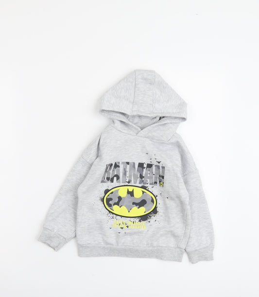 Batman Boys Grey Cotton Pullover Hoodie Size 3-4 Years Pullover - Batman