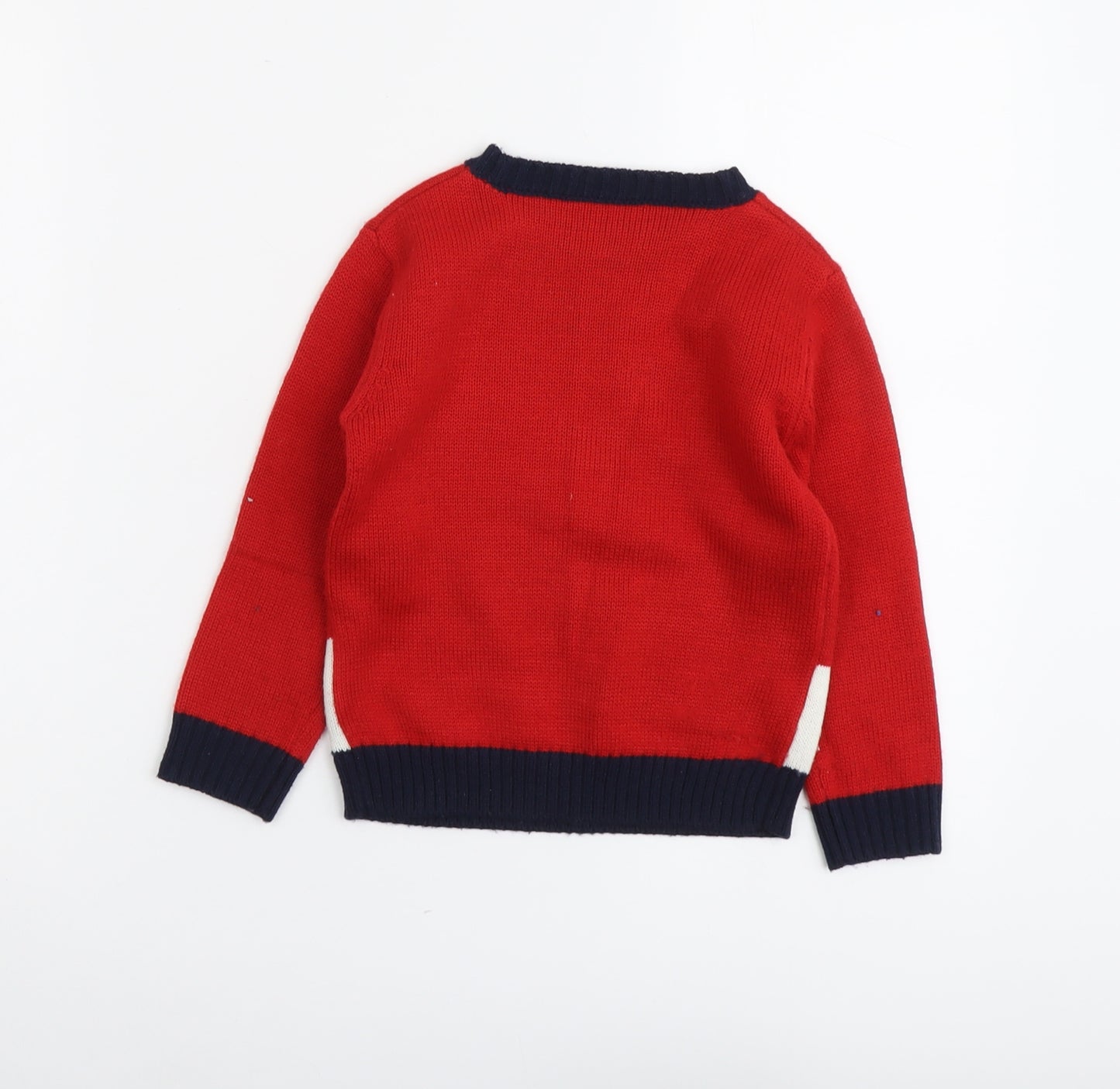 Dunnes Boys Red Round Neck Acrylic Pullover Jumper Size 3-4 Years Pullover - Reindeer Christmas