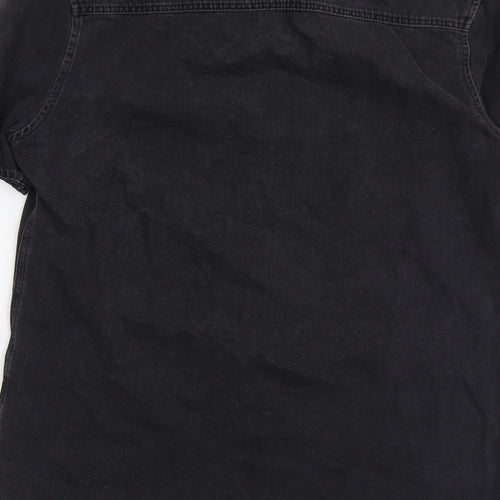 Topman Mens Black Cotton Button-Up Size M Collared Button