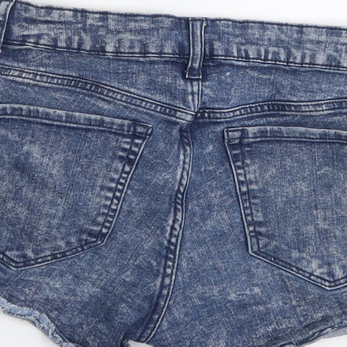 H&M Womens Blue Cotton Hot Pants Shorts Size 12 L3 in Regular Button