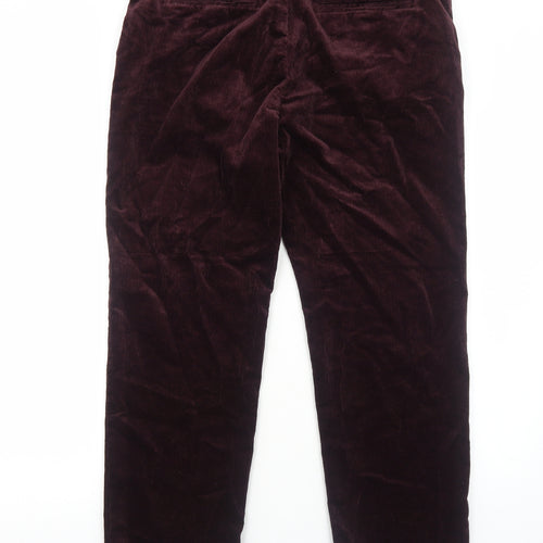 Marks and Spencer Mens Purple Cotton Trousers Size L L29 in Regular Zip