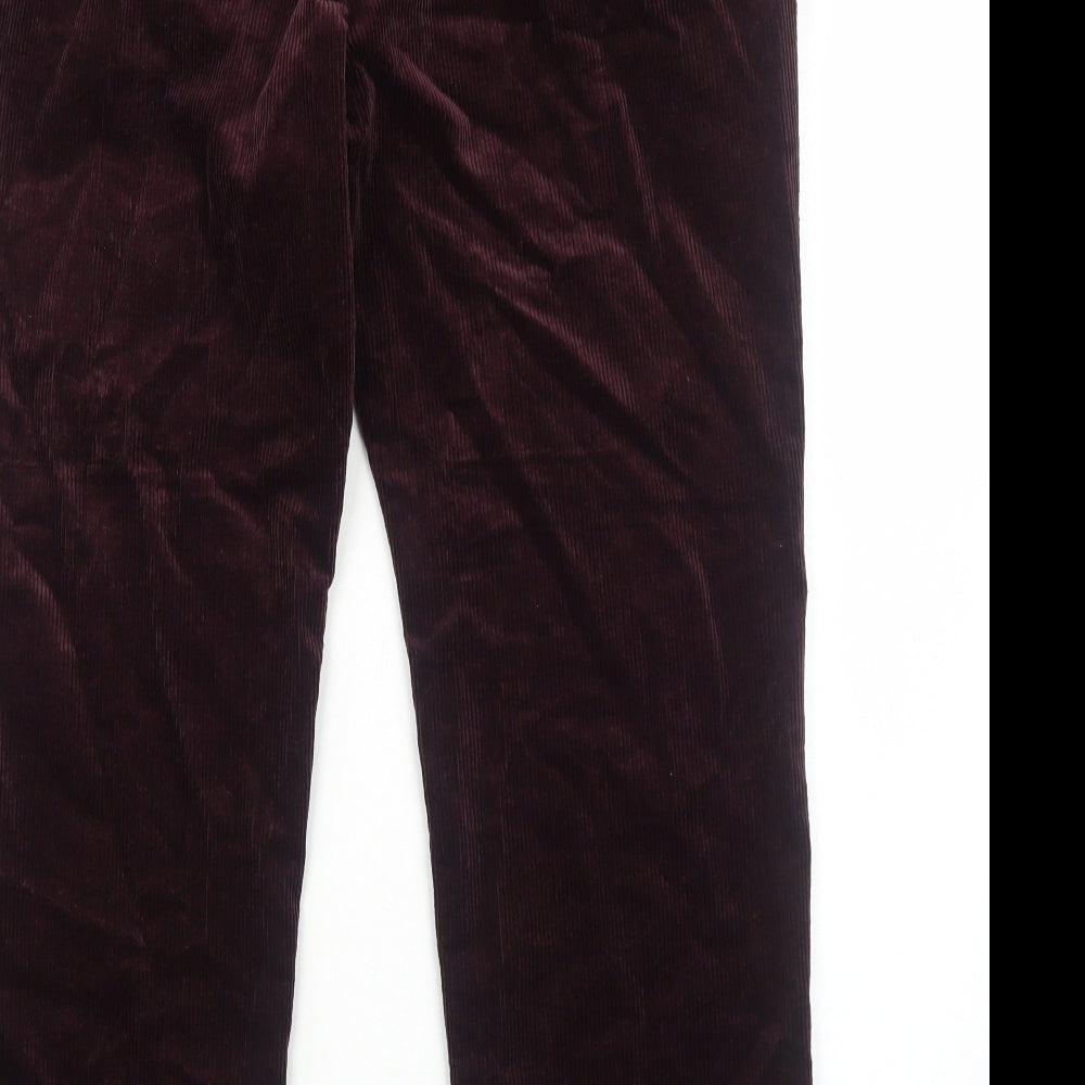 Marks and Spencer Mens Purple Cotton Trousers Size L L29 in Regular Zip