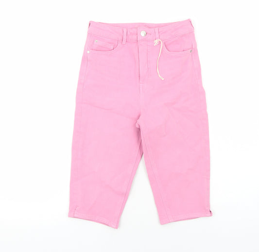 Marks and Spencer Womens Pink Cotton Skimmer Shorts Size 8 Regular Zip