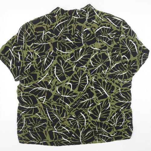 Debenhams Mens Green Geometric Viscose Button-Up Size XL Collared Button - Leaf Print