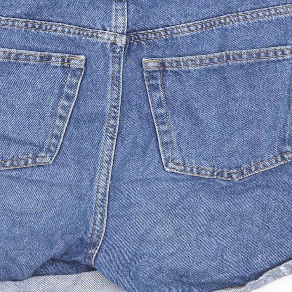 Primark Womens Blue Cotton Hot Pants Shorts Size 6 Regular Zip