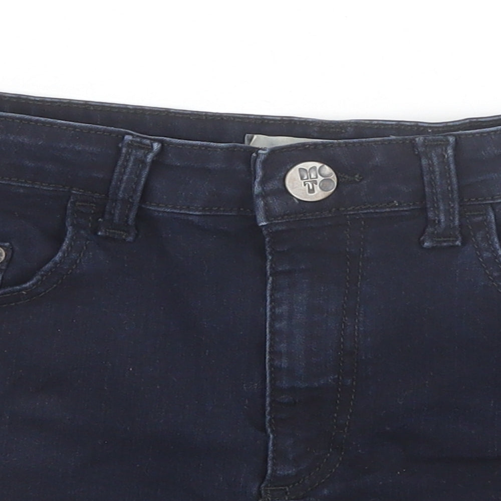 Topshop Womens Blue Cotton Hot Pants Shorts Size 30 in Regular Zip