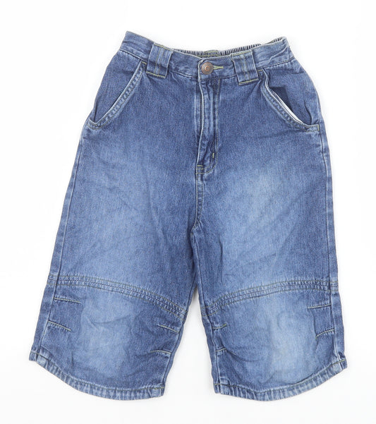 Adams Boys Blue Cotton Cropped Jeans Size 6 Years Regular Drawstring