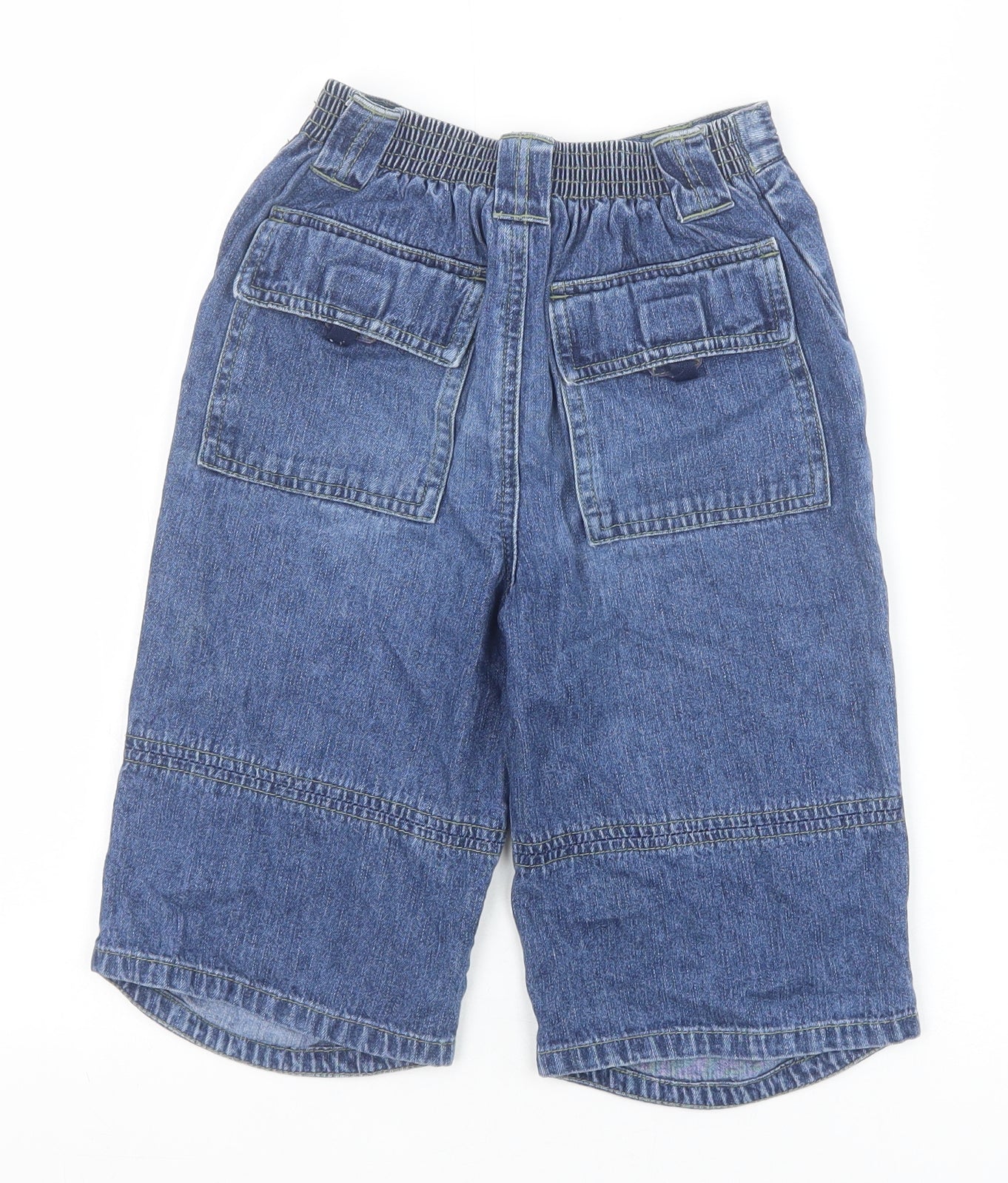 Adams Boys Blue Cotton Cropped Jeans Size 6 Years Regular Drawstring