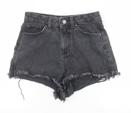 Primark Womens Black Cotton Cut-Off Shorts Size 8 Regular Zip