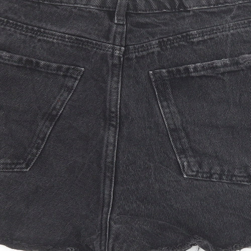New Look Womens Black 100% Cotton Cut-Off Shorts Size 10 Regular Zip