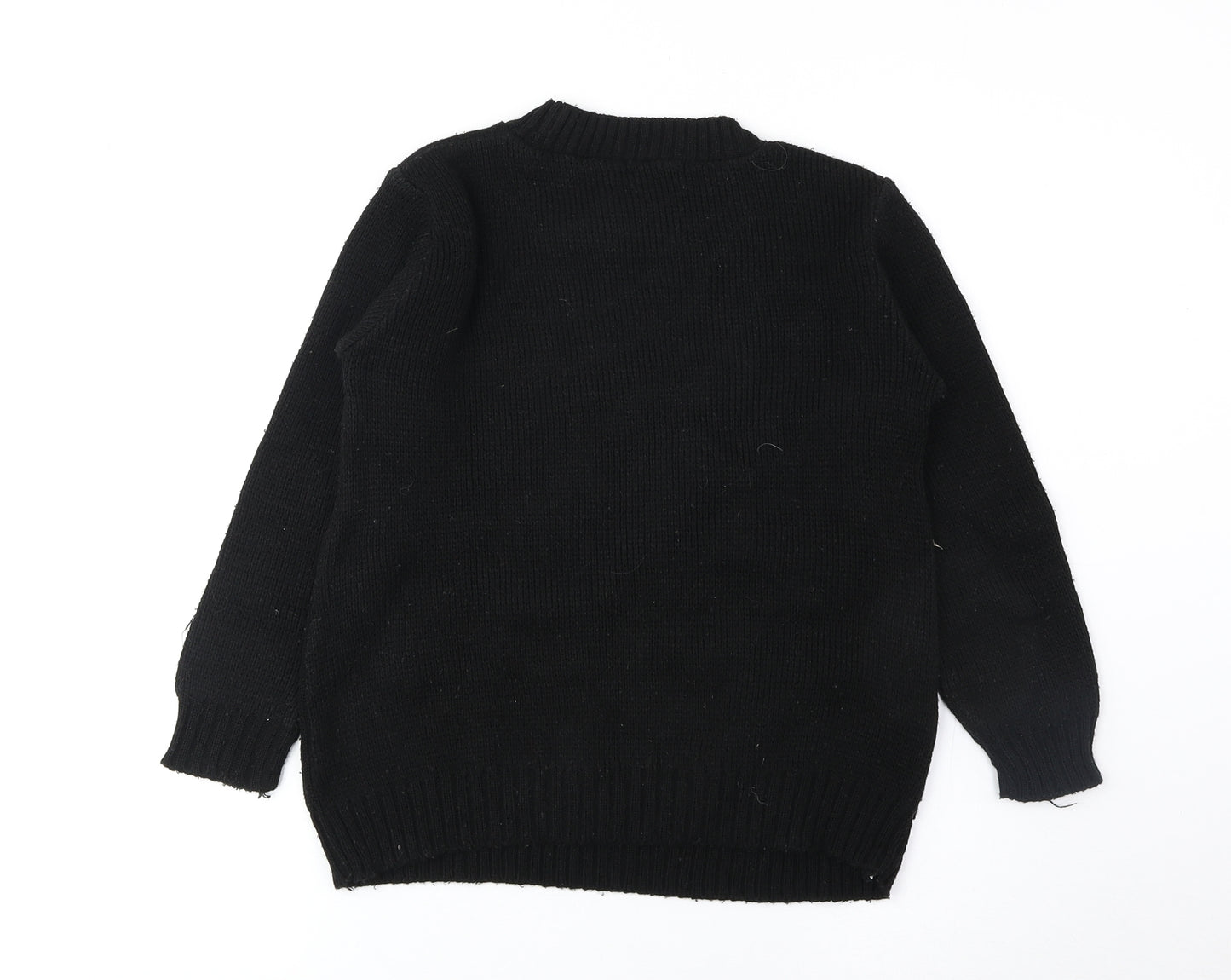 Impulse Boys Black Round Neck Acrylic Pullover Jumper Size 7-8 Years Pullover - Minion Christmas