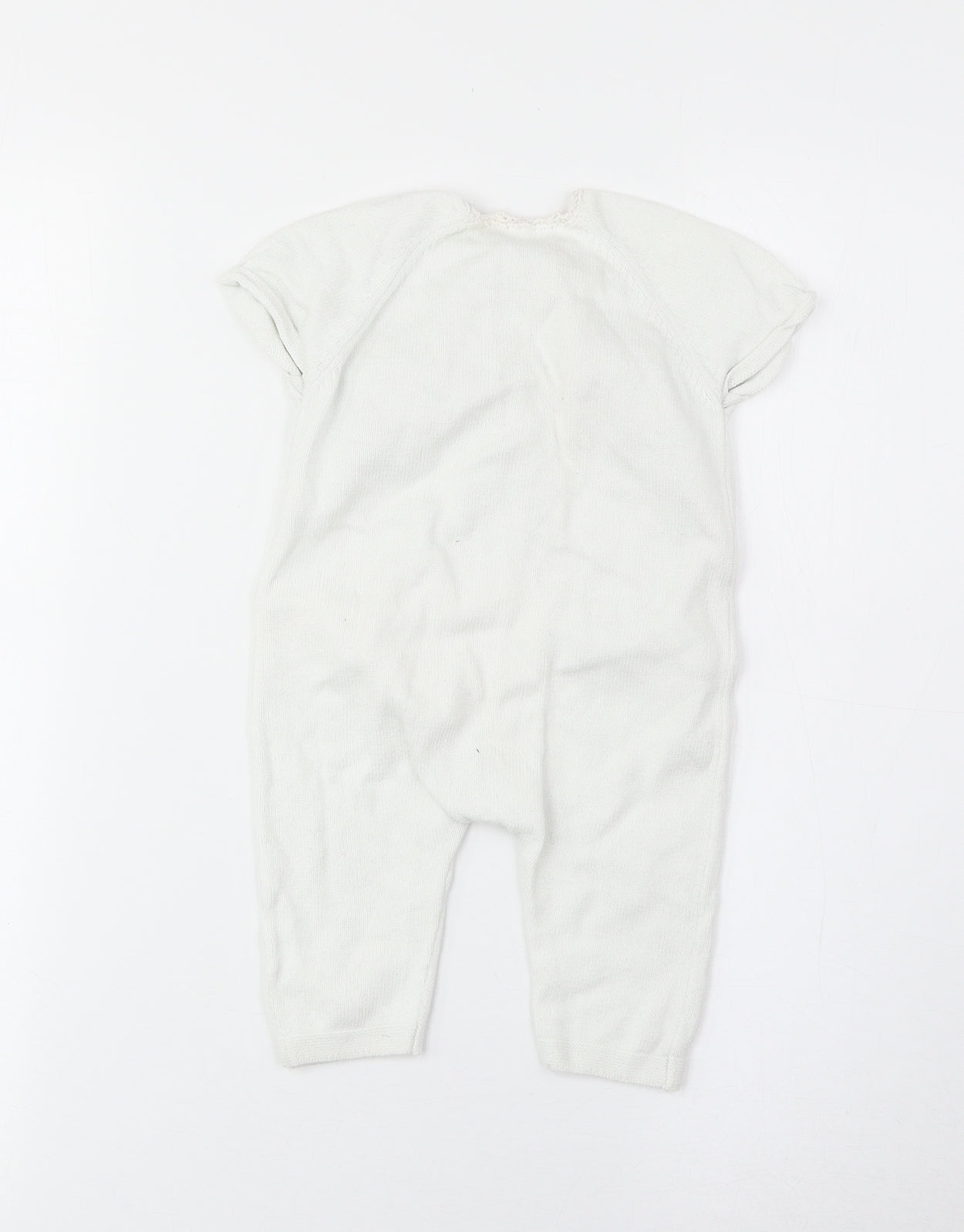 TU Girls White Cotton Babygrow One-Piece Size 3-6 Months Button - Floral Detail
