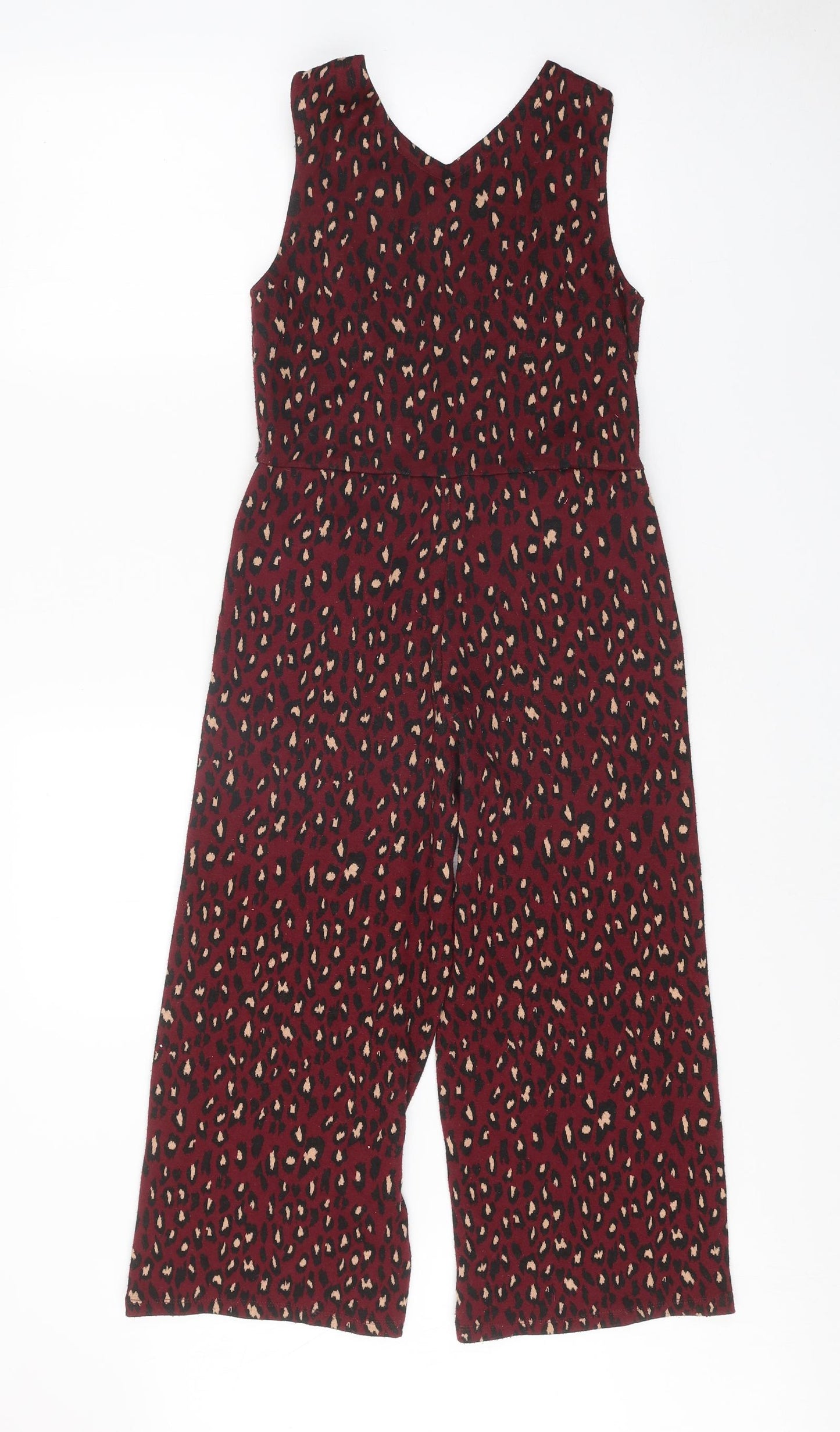 Palomino Girls Red Animal Print Polyester Jumpsuit One-Piece Size 10 Years Pullover - Leopard Print