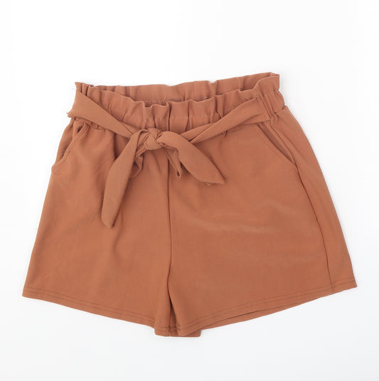 Preworn Womens Brown Polyamide Mom Shorts Size L Regular Tie