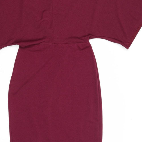 Club L Womens Purple Polyester Bodycon Size 10 V-Neck Pullover