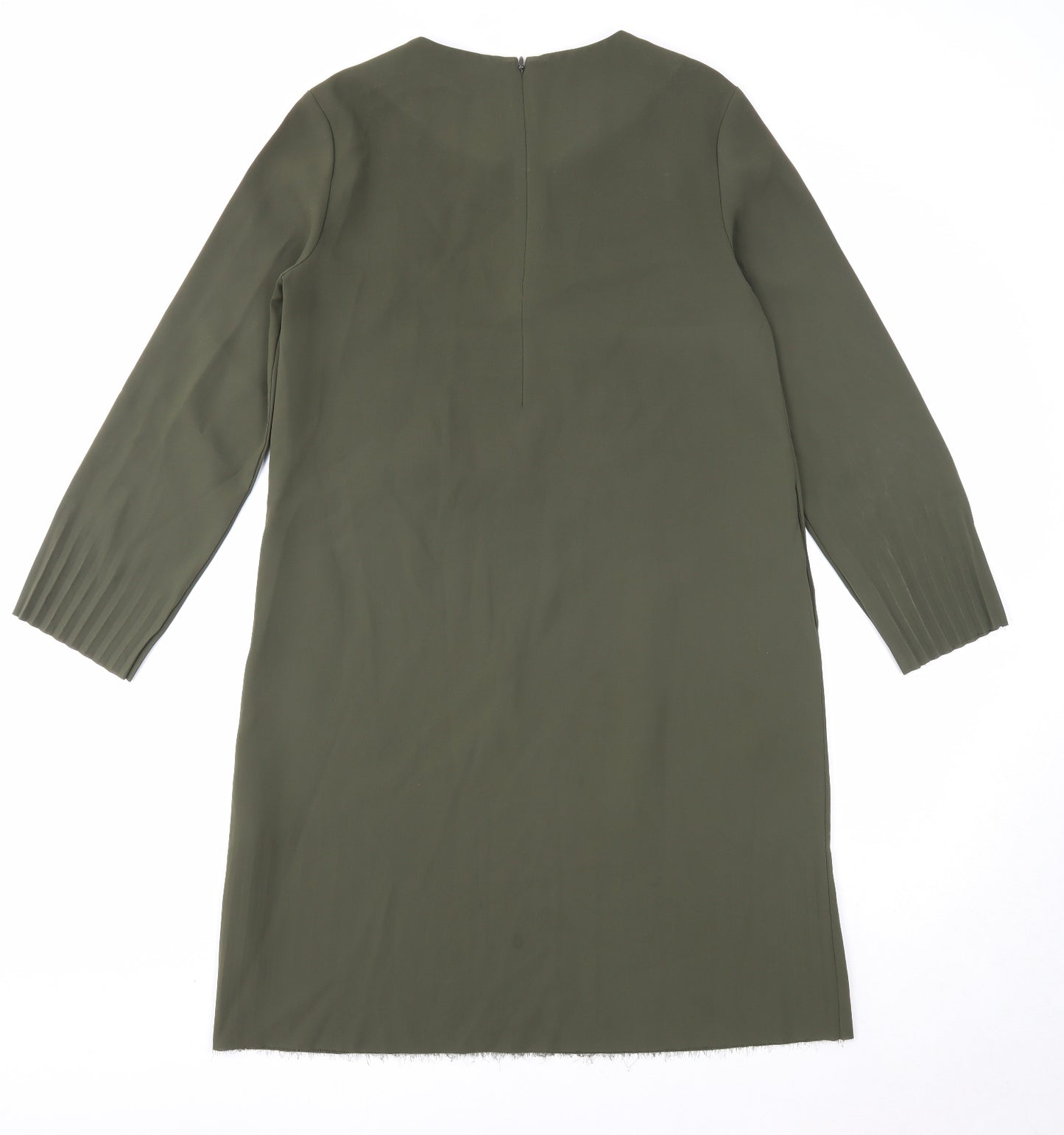 COS Womens Green Polyester A-Line Size 6 Round Neck Zip
