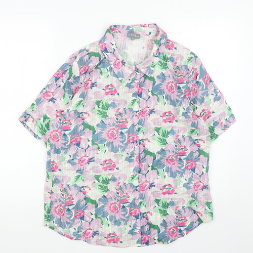 Patra Womens Multicoloured Floral Cotton Basic Button-Up Size XL Collared