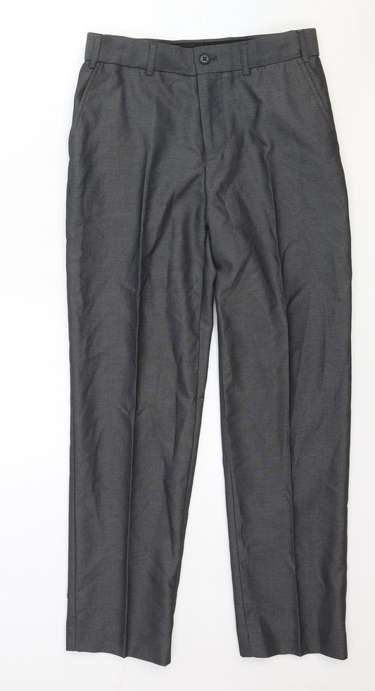 Marks and Spencer Boys Grey Cotton Dress Pants Trousers Size 10-11 Years Regular Zip