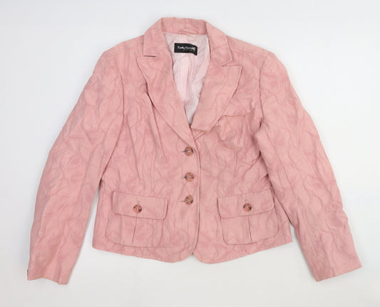 Betty Barclay Womens Pink Floral Wool Jacket Blazer Size L