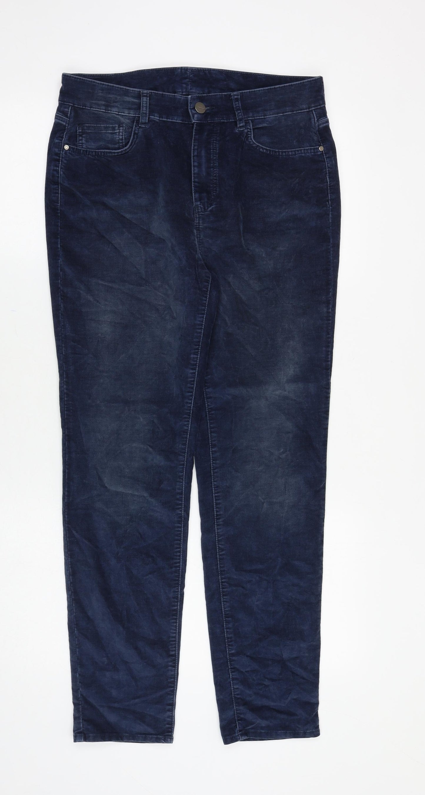 Massimo Dutti Womens Blue Cotton Trousers Size 30 in Regular Zip