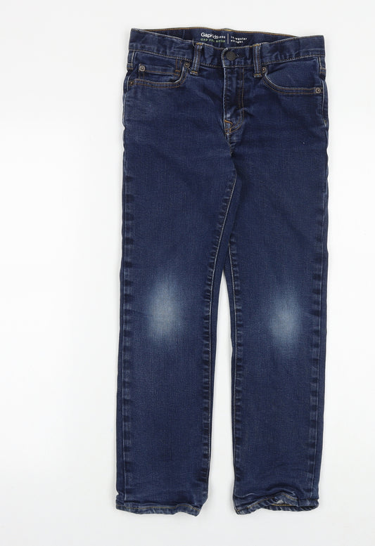 Gap Boys Blue Cotton Straight Jeans Size 10 Years Regular Zip