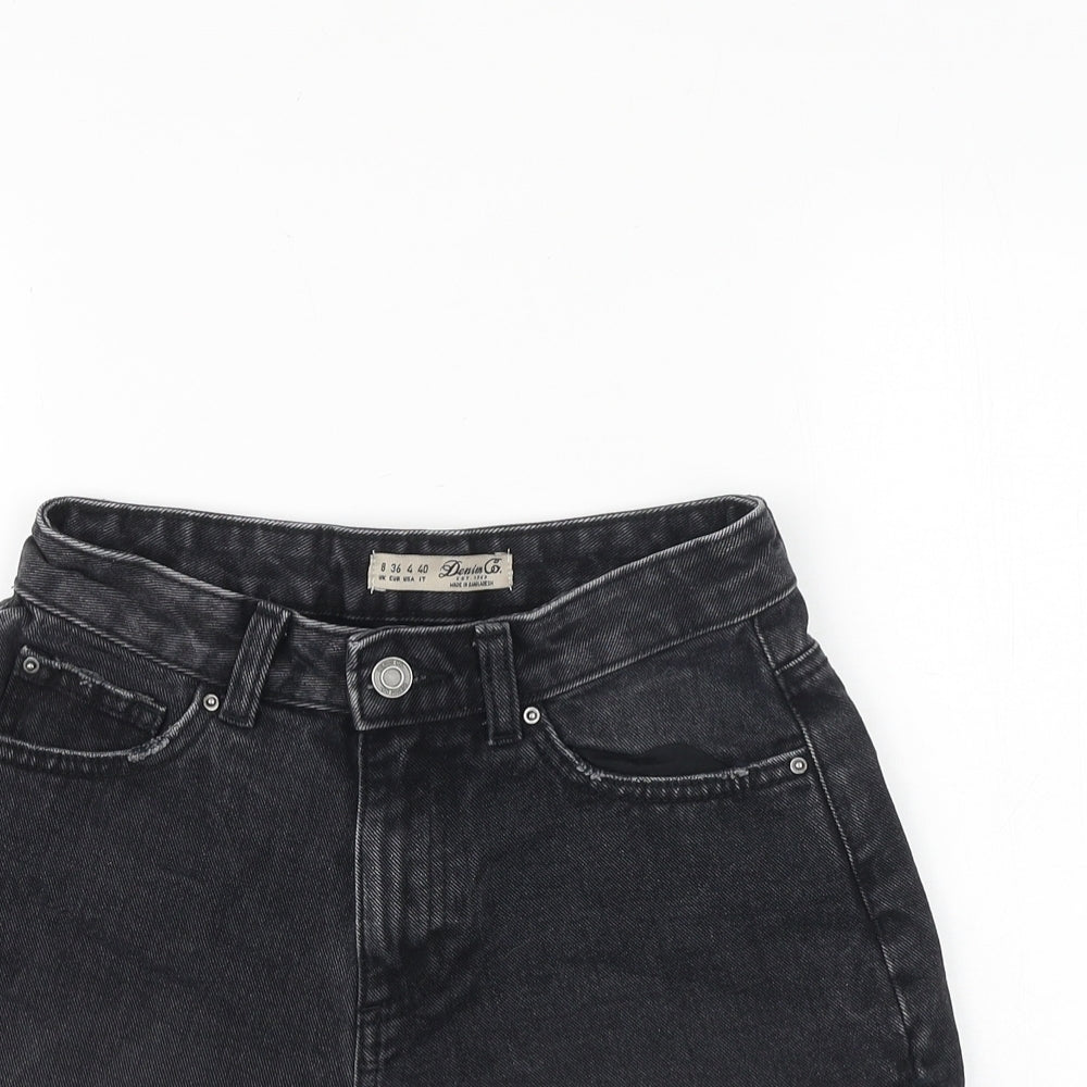 Denim & Co. Womens Black Cotton Hot Pants Shorts Size 8 Regular Zip