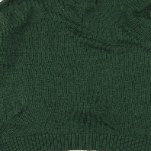 Primark Mens Green Round Neck Geometric Acrylic Pullover Jumper Size M Long Sleeve - Christmas Rudolph