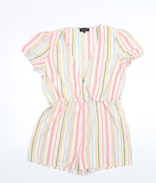 In the Style Womens Multicoloured Striped Cotton Playsuit One-Piece Size 12 Pullover
