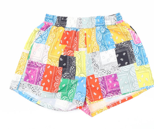 SheIn Womens Multicoloured Geometric Polyester Bermuda Shorts Size L L3 in Regular Pull On