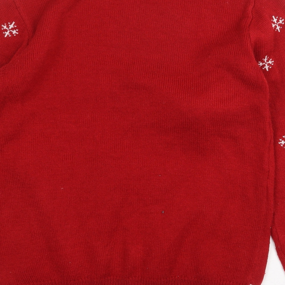 George Girls Red Round Neck Acrylic Pullover Jumper Size 13-14 Years Pullover - Christmas Santa