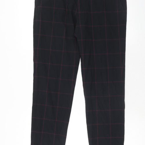 ASOS Mens Blue Check Polyacrylate Fibre Trousers Size 32 in L32 in Regular Hook & Eye
